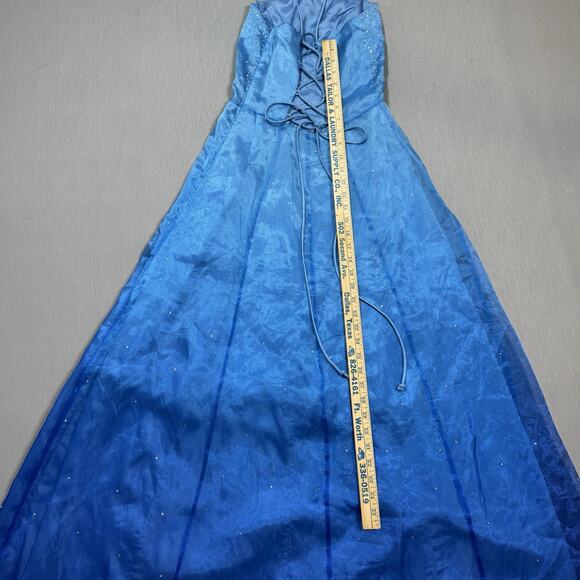 VTG Y2K Jump Apparel Dress Blue Ombre Fairy Princess Hoco Prom Sparkle Floral S - Picture 8 of 13